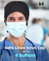 2 4 Pcs Satin Lined Scrub Cap Nurse Hats for Women Men Buttons