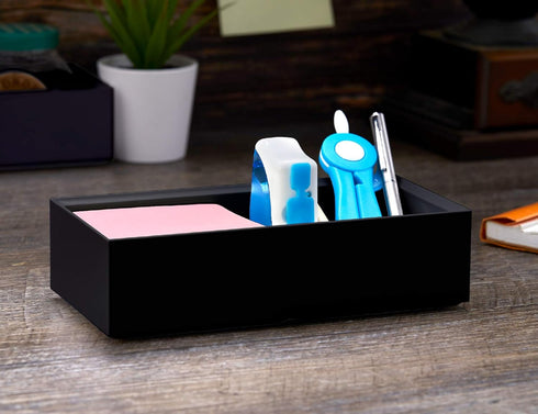 Bostitch Office Konnect Desk Organizer, Accessory Tray & Storage Cup Bundle for Desktop Storage (Black)