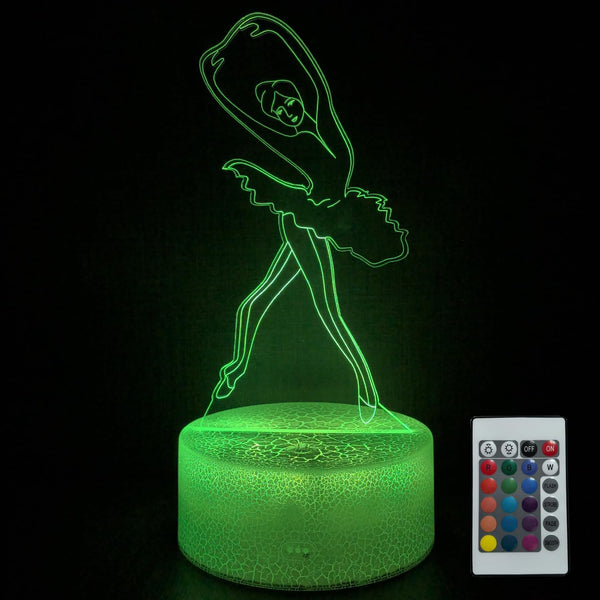 JOCHUI 3D Ballerina Night Light, Ballet Girl Illusion Table Lamp with 16 Colors