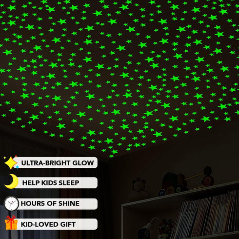 AOWDIAO 630Pieces (4Sizes) Glow in The Dark Star Stickers Luminous Ceiling & Wall Decor for Kids Bedroom, Nursery