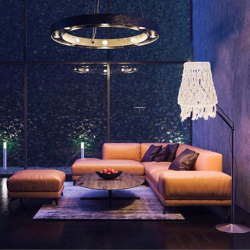 Woven Macrame Table Lampshade - Bohemian Decor for Home Lighting