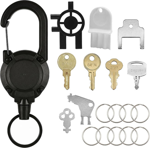 Universal Paper Towel Dispenser Key Set + Retractable Key Chain - 10