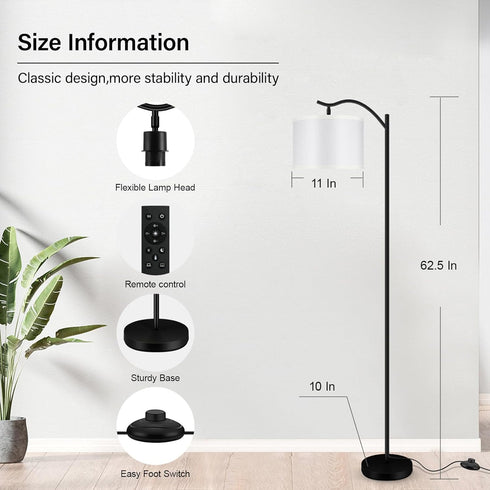 Dimmable 2700k-6500k,Modern BoostArea Floor Lamp for Living Room,Arc Floor Lamp with Remote Control,Stepless Brightness