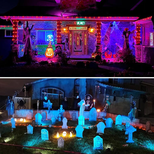 12W 800lm 120V IP66 46.5ft 4 Pack Spotlights Outdoor, RGB Color Changing Landscape Lights Plug in LED Spot Lights