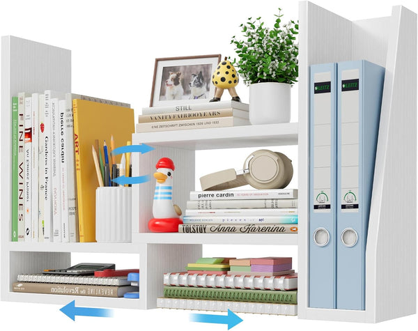 Desktop File Organizer Desk Organizer Shelf - White Office Organization Shelves for