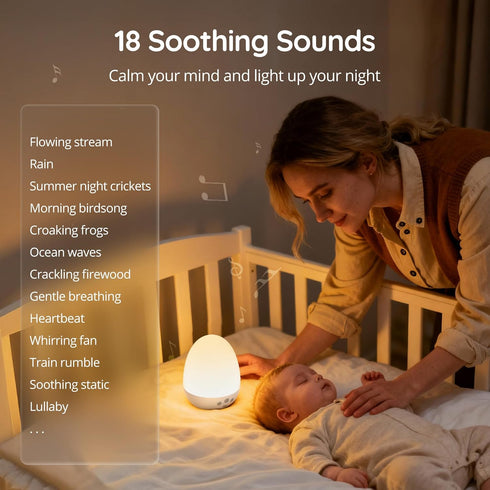 Dimming, Harmless, JolyWell Night Light for Kids, Baby Night Light with Sound Machine, RGB Egg Night Light for Nursery
