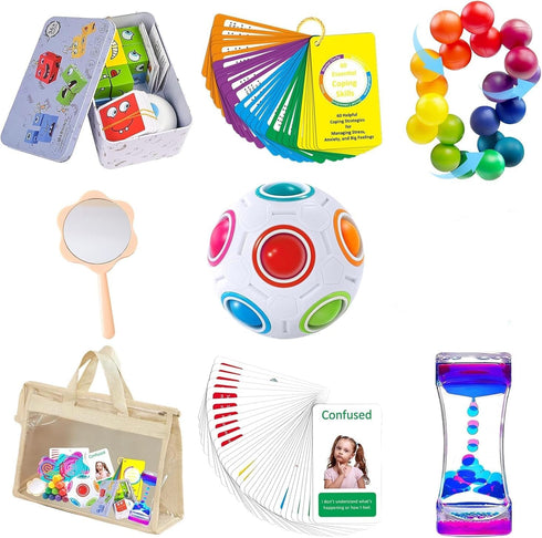XiQiCYun 9-Piece Calm Down Corner Supplies for Kids | Anxiety Relief Tools Kit|