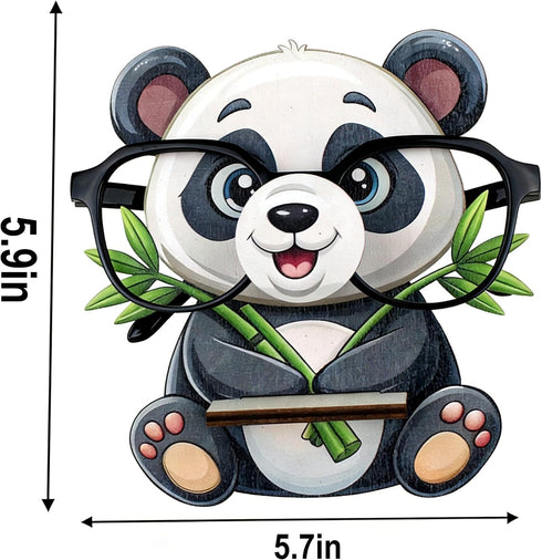 5.9x5.7 Inch Panda Eyeglass Holder, Funny Animal Decorative Eyeglass Organizer Stand with Bamboo Design, Desk Decor