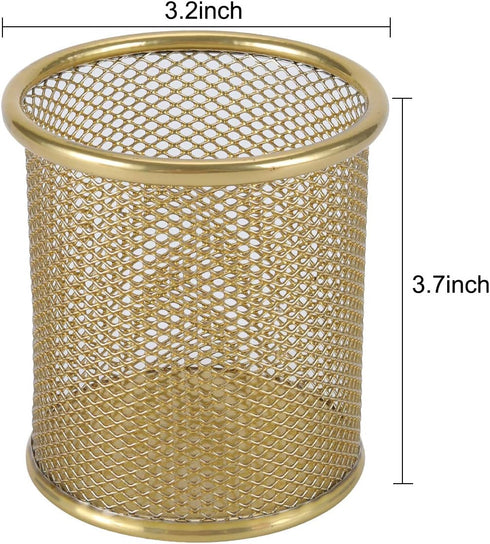 PAG 2 Pack Pencil Holder for Desk, Gold Desktop Pen Cup, Office Supplies Organizers, Makeup Brush Holder