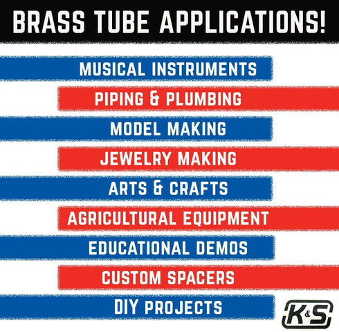 K&S Precision Metals 8129 Round Brass Tube, 3/16" OD