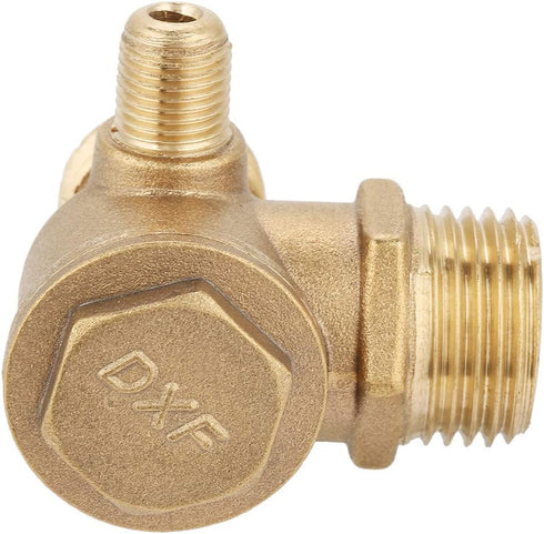 Air Compressor Check Valve, 90 Degree Male Thread 3 Port Brass Tube Connector Replacement for Central Pneumatic