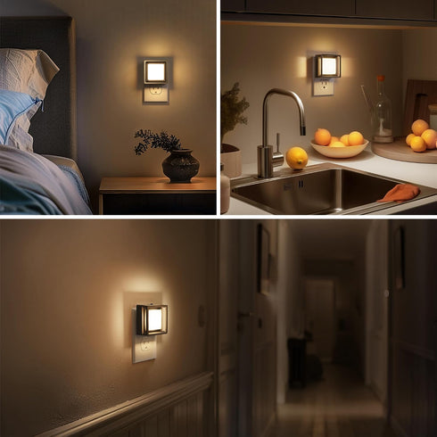 2Pack, Dimmable 3000K, 1W, Briignite Night Light, Night Lights Plug into Wall, Dusk to Dawn Sensor Night Light