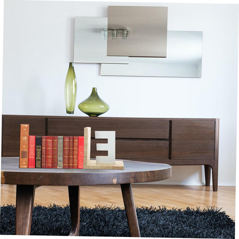 Minimalist E-Shaped Wooden Bookends - Elegant Desk Book Stoppers