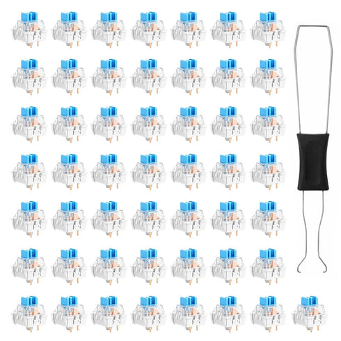 Exircy 50 PCS Blue Mechanical Keyboard Switches, 3 Pin Blue Clicky Switches with