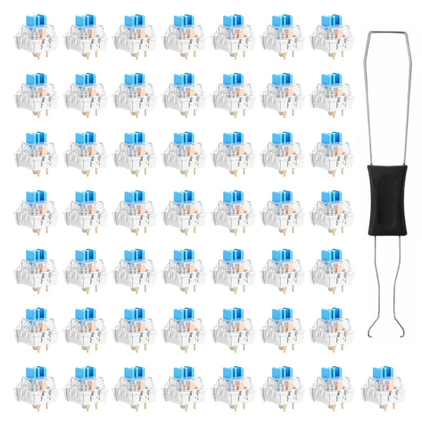Exircy 50 PCS Blue Mechanical Keyboard Switches, 3 Pin Blue Clicky Switches with