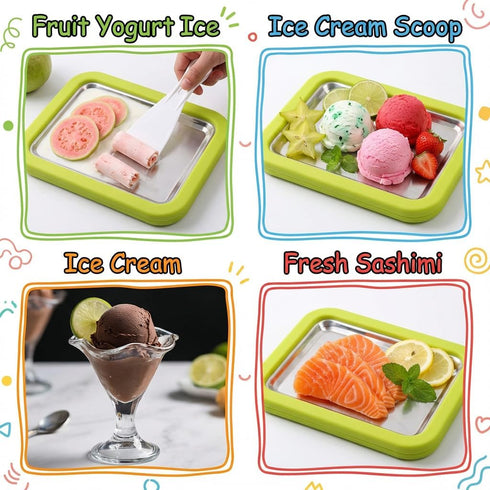 2 New Rolled Ice Cream Maker, Diy Homemade Rolled Myfroroll Ice Cream Tray, At Home Rolled Ice Cream Kit with Scrapers