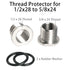 2 Pack Thread Adapters and Washers,1/2x28 to 5/8x24 Stainless Steel Thread Protector with Rubber Washer (Silver)
