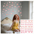 BUBBLE-FLY 60 Pcs Pink Heart Wall Decals, Repositionable PVC Wall Decals for Girls