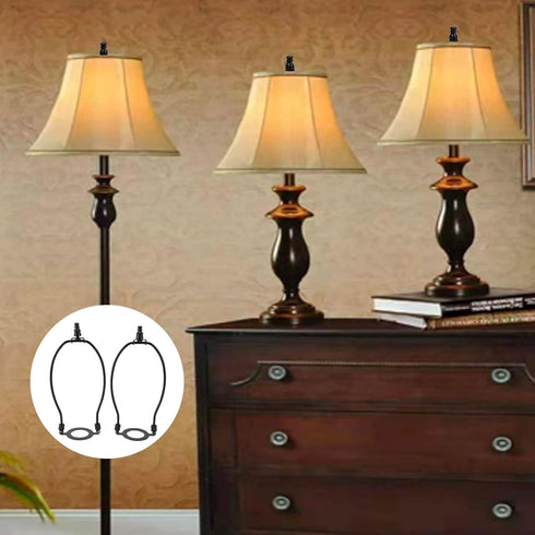 MUNEFE E26 (2Pcs) Lamp Shade Harps Holder, Lamp Harp Holder Kit, Metal Lampshades Holder with Light Base for Table