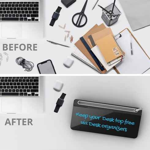 Audio-Visual Direct - Black Glass Desktop Computer Keyboard Whiteboard Notepad Set (Includes Neon Marker, Eraser &
