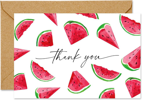 FYSUIMU 50 Pack Watermelon Thank You Cards Boxed Summer Note Cards with