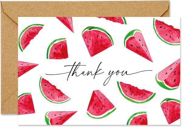 FYSUIMU 50 Pack Watermelon Thank You Cards Boxed Summer Note Cards with