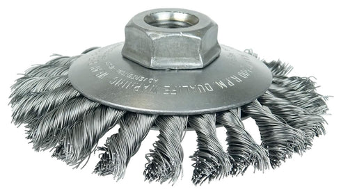 Weiler 13426 Knot Wire Bevel Brush 4", .020" Steel Fill, 5/8"-11 UNC Nut, Made in The USA