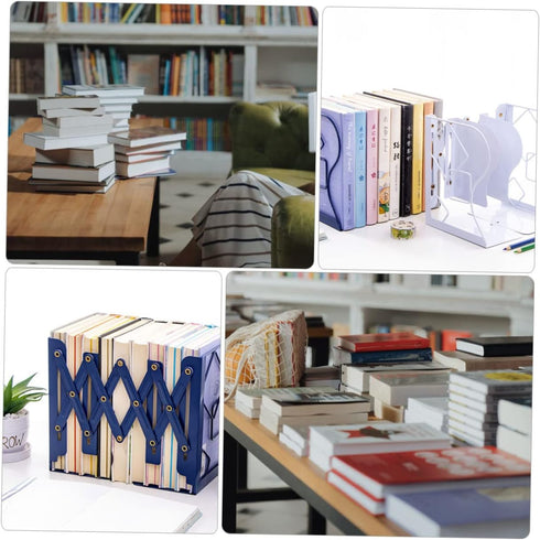 LIFKOME Stretching Bookend Desk Organizer for Home Office Storage Random Base Versatile Book Container for Books