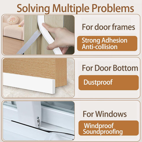 Single Sided Foam Tape, Weather Stripping for Door Window, Self-Adhesive EVA Insulation Strip, 2 Rolls, White