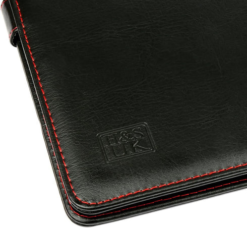 H&S A4 Portfolio Folder with Ring Binder Mechanism, Faux Leather Business Padfolio, Black Conference Organizer