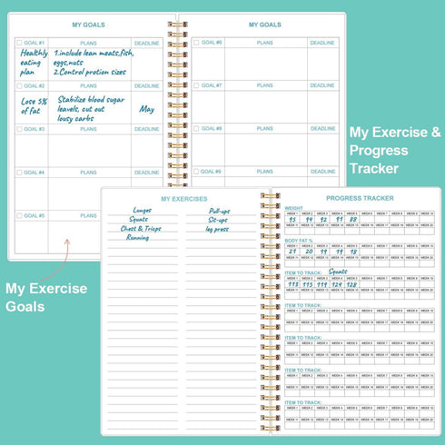 Fitness Journal for Women & Men, A5 Workout Journal/Planner, Daily Exercise Log Book for Weight Loss, Gym, Muscle Gain,