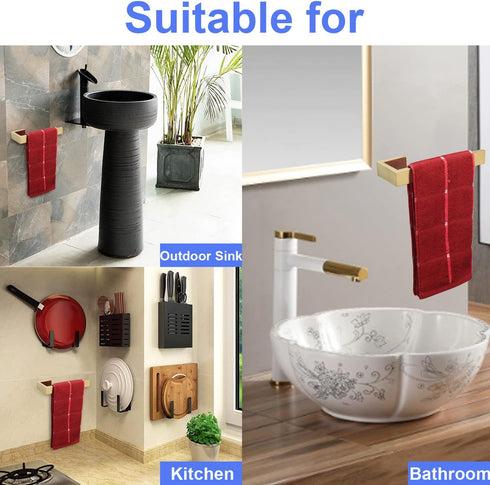 TocTen Hand Towel Holder, 9 Inch Heavy Duty Wall Mounted Towel Rack, Thicken SUS304 Stainless Steel Bathroom Hardware