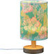 ALAZA Bedside Table Lamp for Bedroom Pink Green Floral Leaves Nightstand LED Light Lamps with USB Port Linen Fabric
