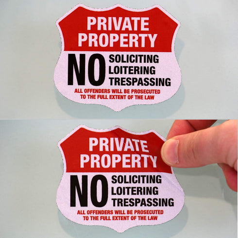 SmartSign Private Property Decals Set, Pack of 5, No Soliciting, No Loitering, No Trespassing