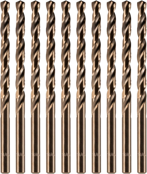 amoolo 11/64" Cobalt Drill Bit Set, 5 Pcs M35 HSS Metal Drill Bit for Hard Metal, Stainless Steel, Cast Iron