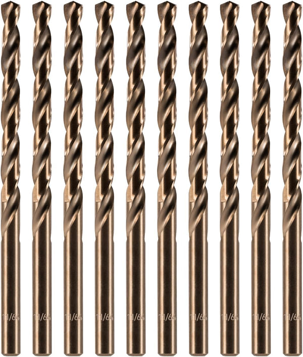 amoolo 11/64" Cobalt Drill Bit Set, 5 Pcs M35 HSS Metal Drill Bit for Hard Metal, Stainless Steel, Cast Iron