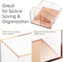 Clear Acrylic Makeup Brush Organizer with Metallic Rose Gold Base, 4 Compartment Office Organizers for Desk and