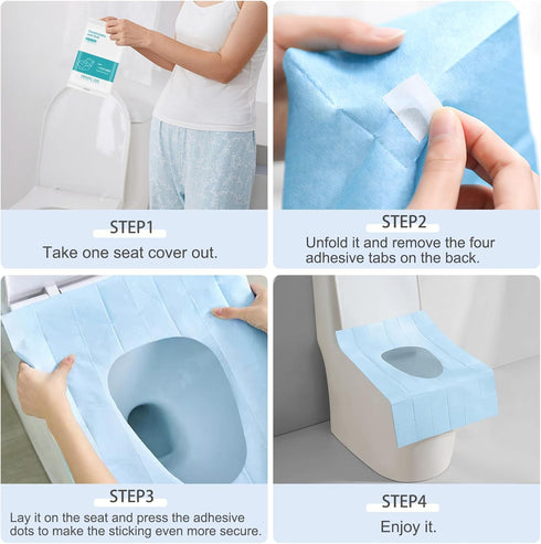 YTLX 20pcs Quality Disposable Toilet Seat Covers Stick-On Non-Slip for Public Toilets Hospital Hotel, Portable Travel
