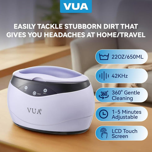 VUA 22oz 304 5 Ultrasonic Jewelry Cleaner, Ring Cleaner, Ultrasonic Cleaner Machine, Stainless Steel Tank, Time Modes