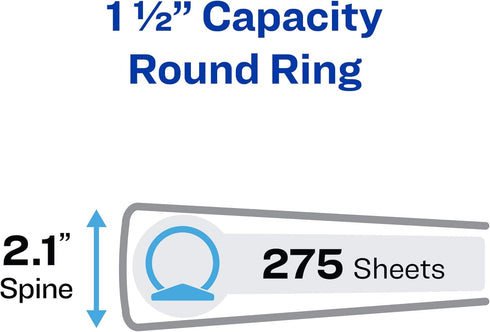 Avery Economy View Binder, 1.5" Rings, Color (Black, Light Blue, Navy Blue, Red) Will Vary, 1 Binder (12058) by AVERY