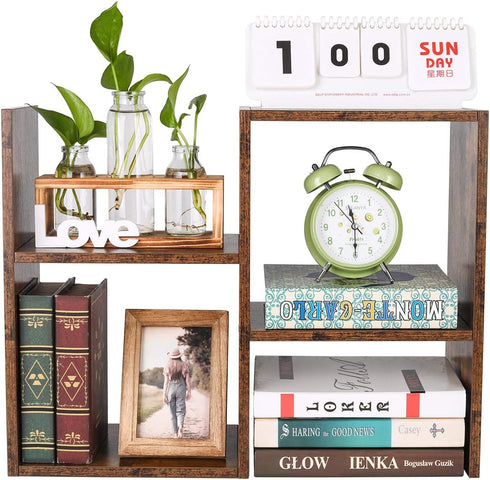 PAG Desktop Shelf Freestanding Wooden Small Bookshelf Desk Supplies Organizers and Accessories Storage Display Rack