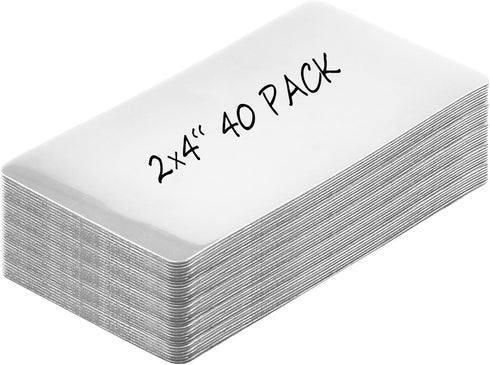 Realth Dry Erase Magnetic Labels White (2'' × 4'' 40 Pcs), Blank Reusable Magnet Stickers for Whiteboard, Classroom