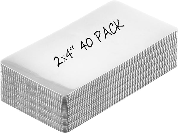 Realth Dry Erase Magnetic Labels White (2'' × 4'' 40 Pcs), Blank Reusable Magnet Stickers for Whiteboard, Classroom