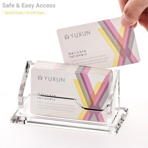 HEZONG Business Card Holder, Clear Acrylic Display Stand for Desk - 1 Slot Horizontal Placement 1 Pack (1 slot-H)