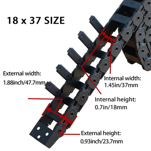 2pcs 39.3 inch Carrier Drag Chain Cable, Black Open Type for CNC Router Mill and 3D Printer, Includes Connectors and