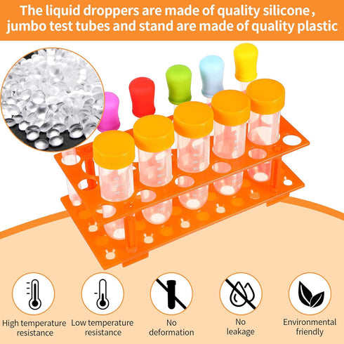 Weewooday 12 Pieces Jumbo Test Tubes with Stand Set, Multi-Color, Ages 3 and Above
