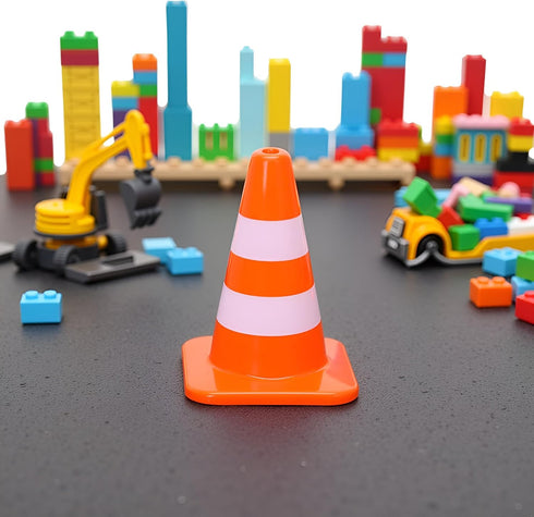 SquarezhenBo 14pcs Mini Traffic Cones - Durable Plastic Road Safety Toys for Kids, Construction Zone Educational Props