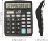 M&G 12 Digit Desk Calculator with Large LCD Display, Dual Solar Power and Battery, Big Button for Office (Black)