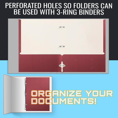 Better Office Products Two Pocket Portfolio Folders, 50-Pack, Burgundy, Letter Size Paper Folders