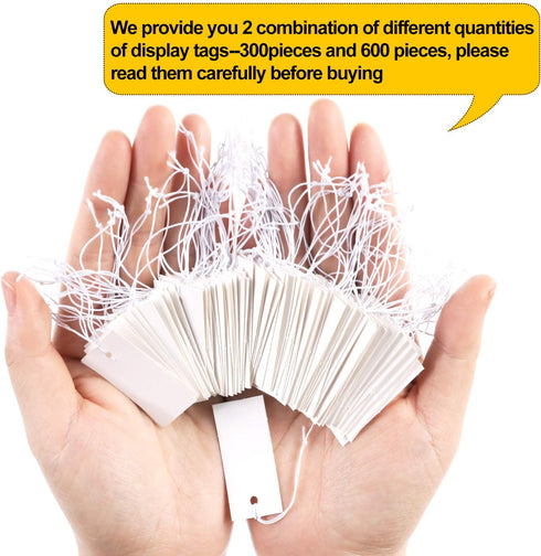 Shappy 300 Pcs White Price Display Tags, 0.8 x 1.58 Inches, Marking Labels with Elastic String